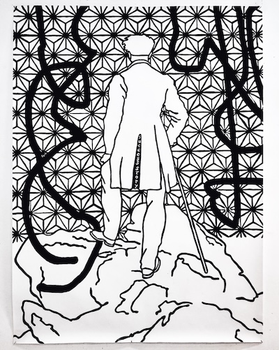 Denis BRUN, Chemische Romantik in mittlerer.
Encre de Chine sur papier Canson - 150/200cm - 2025.